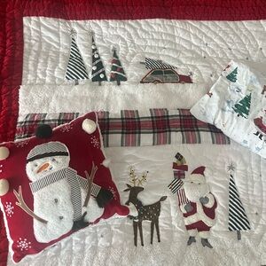 Pottery Barn Kids Christmas Quilt, Rudolph Flannel Sheets and Pillow